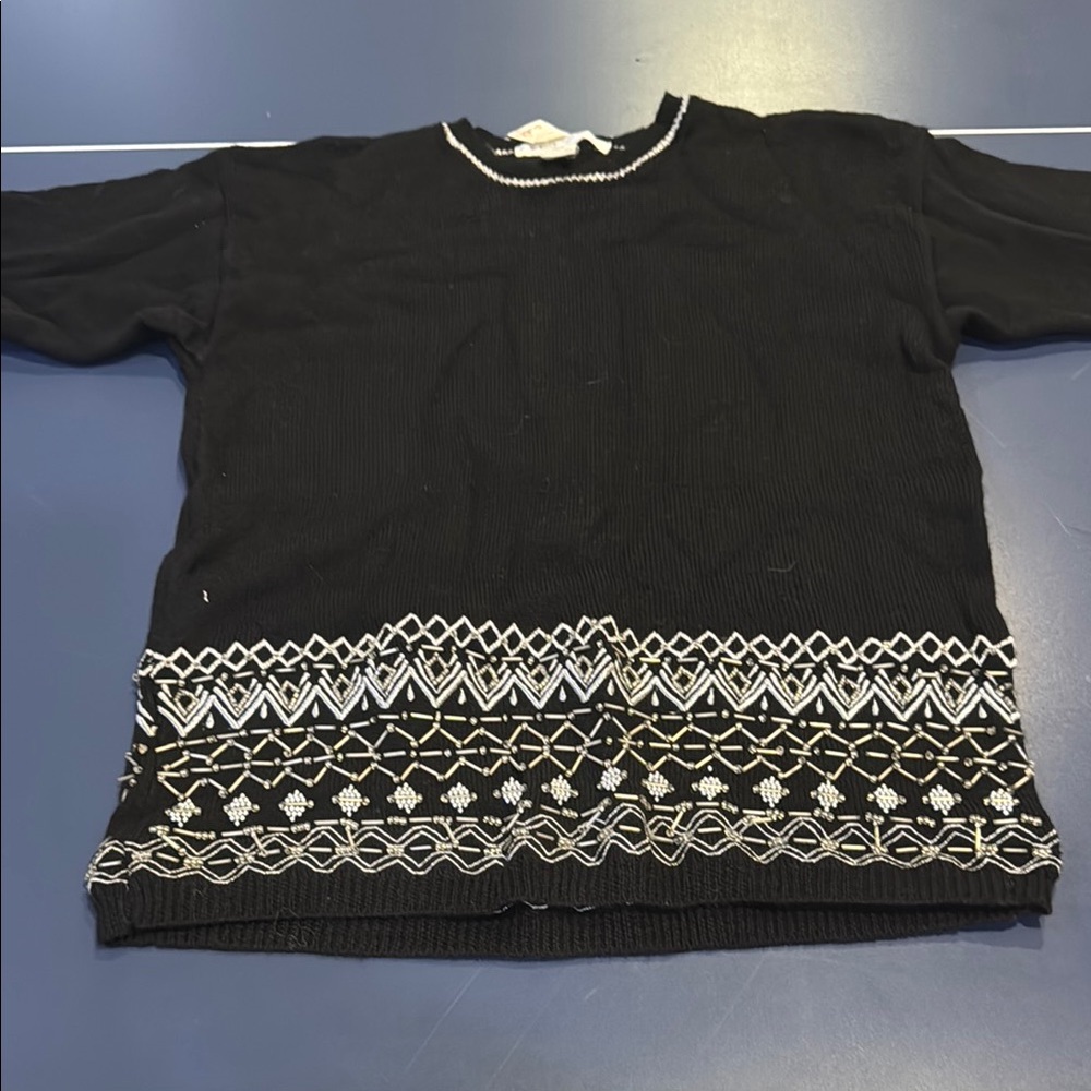 The Limited Black and White Crew Neck Sweater